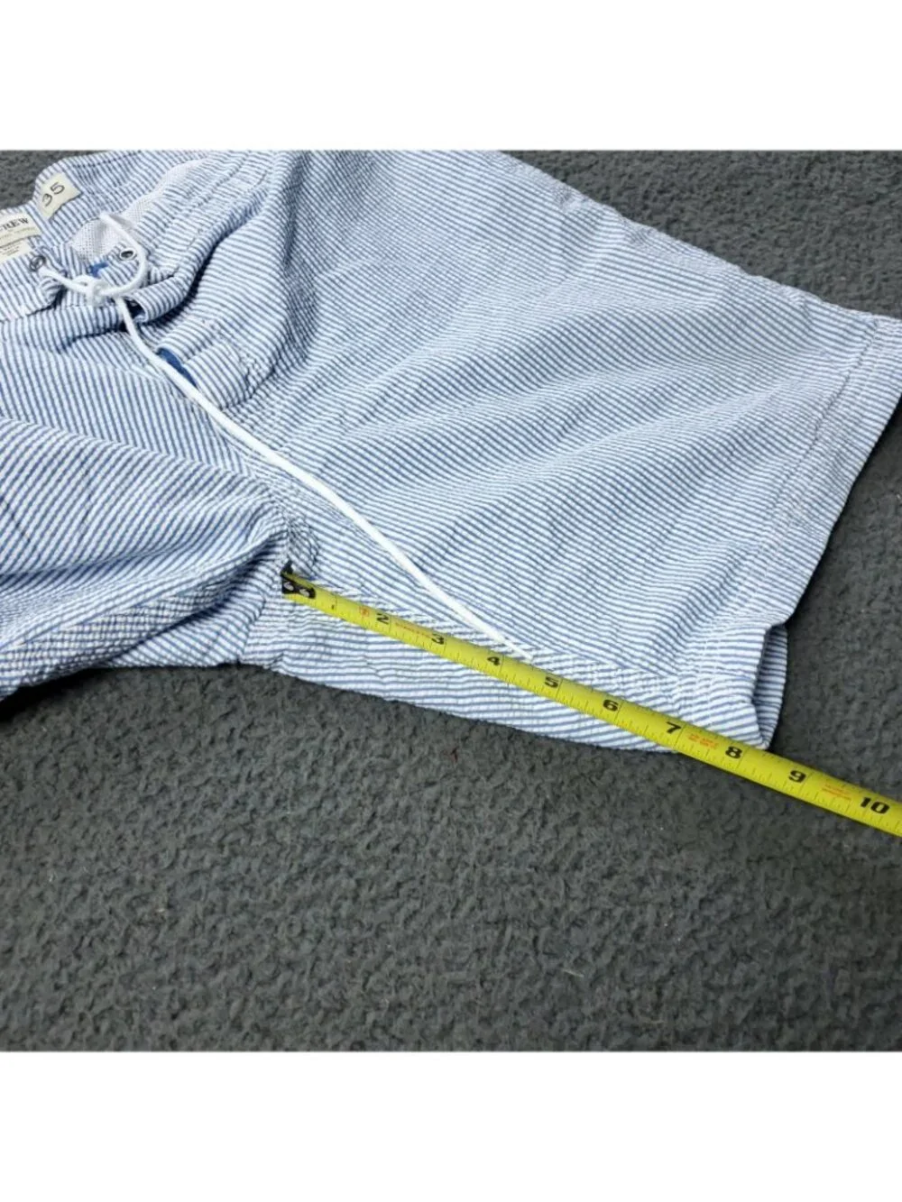 J Crew Seersucker Swim Shorts Mens 35 Cargo Striped Cotton Beach Board Trunks